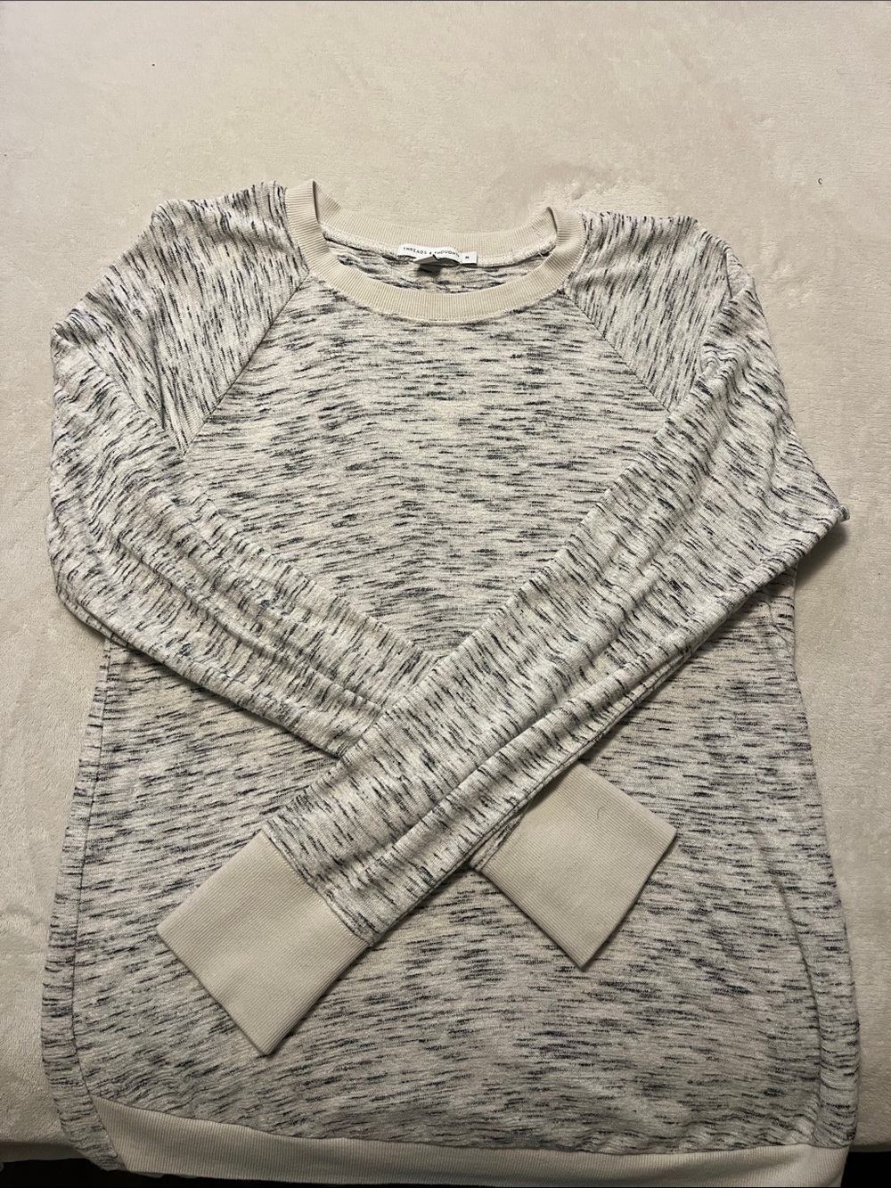 Threads 4 Thought Marled Crew Sweatshirt - Cream and Gray Speckle